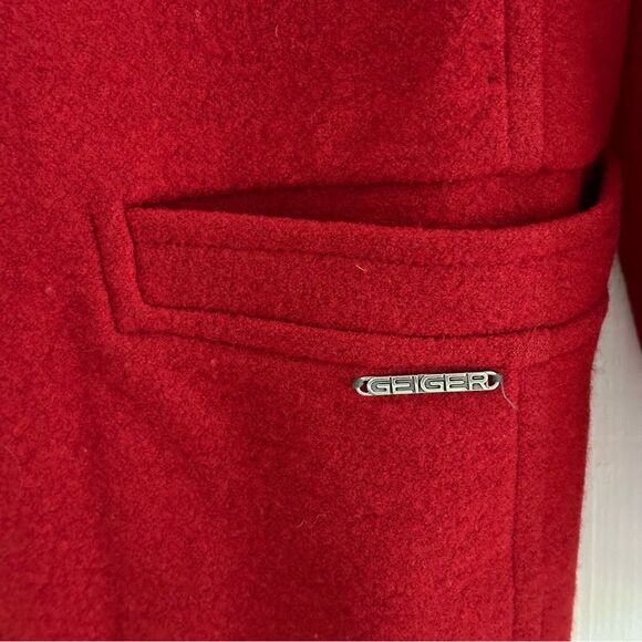 Geiger Boiled Wool Blazer Red Sz 40 Austria FLAW - Picture 5 of 13